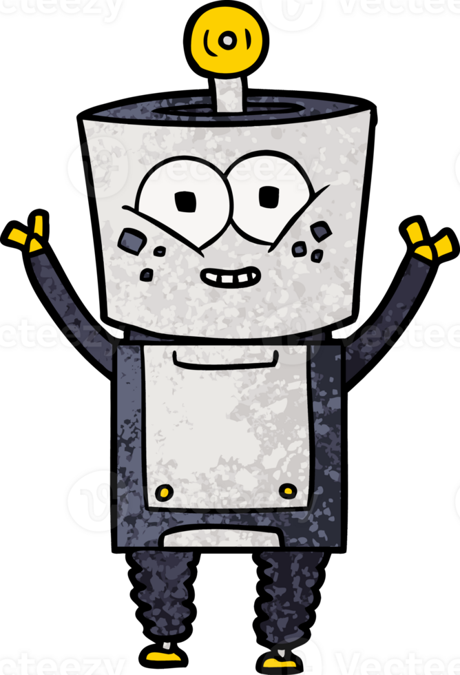 happy cartoon robot waving hello drawing png