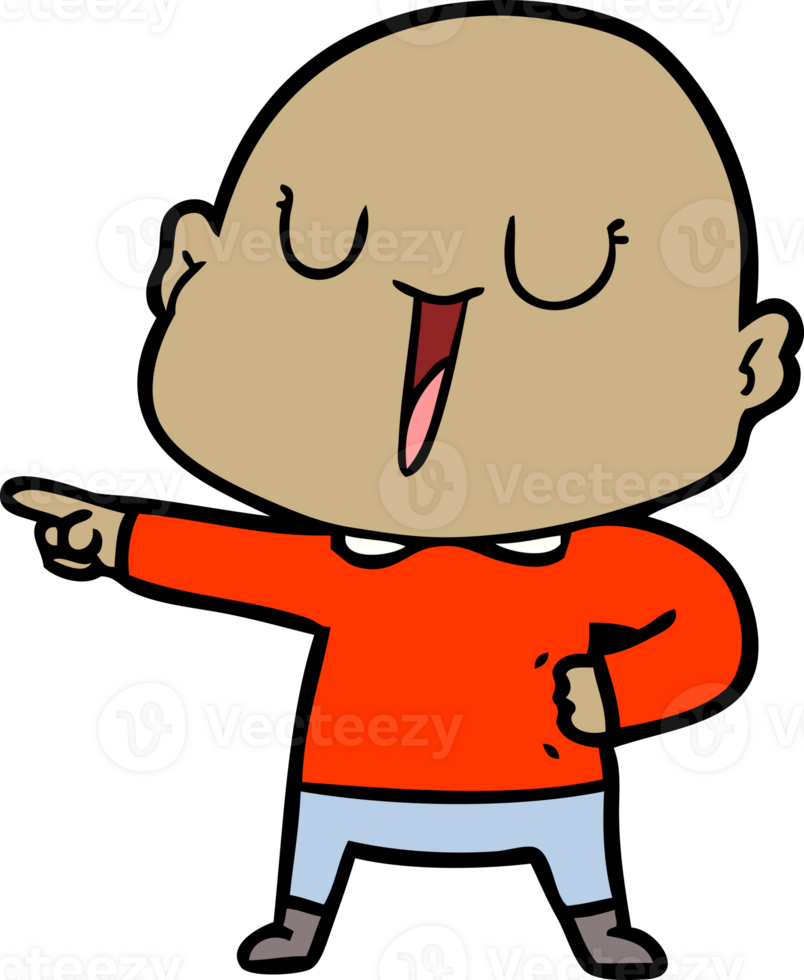 happy cartoon bald man drawing png