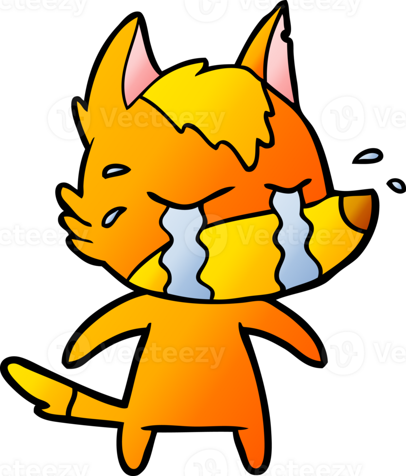sad little fox cartoon character drawing png