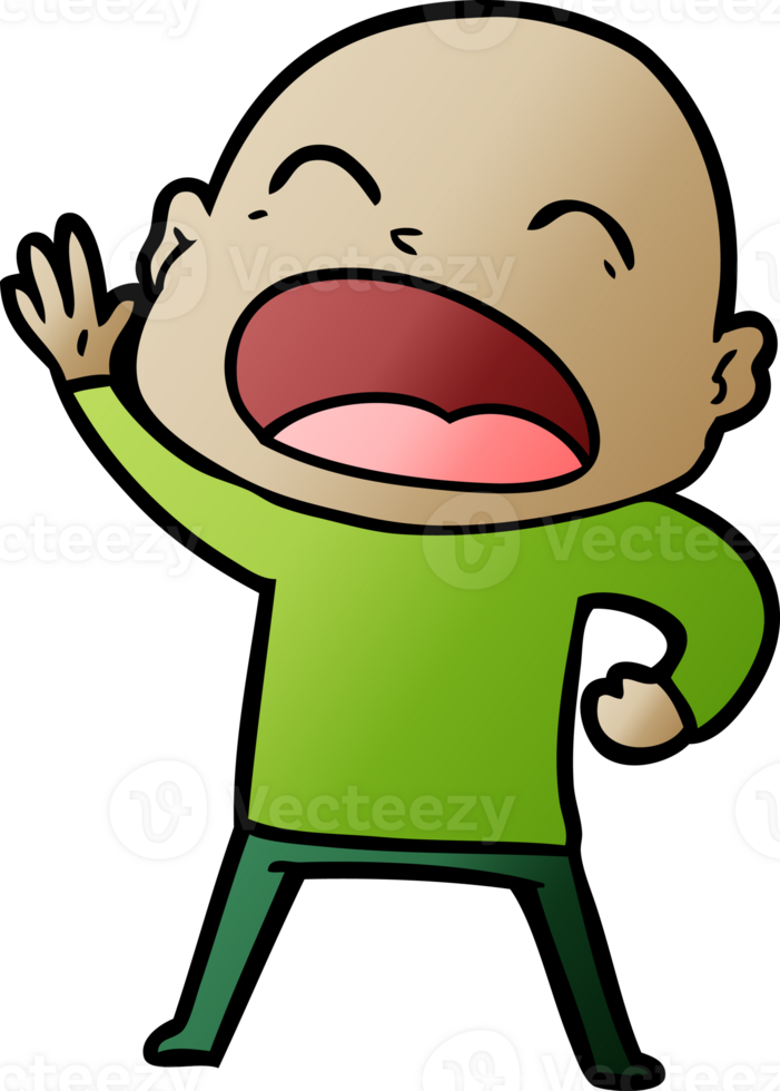 cartoon shouting bald man drawing png