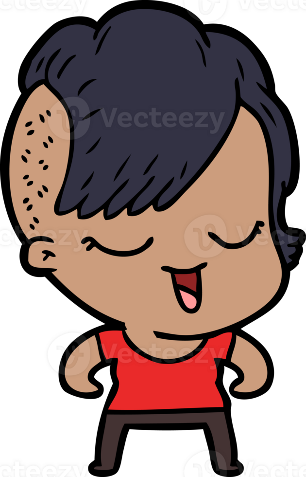 happy cartoon girl drawing png