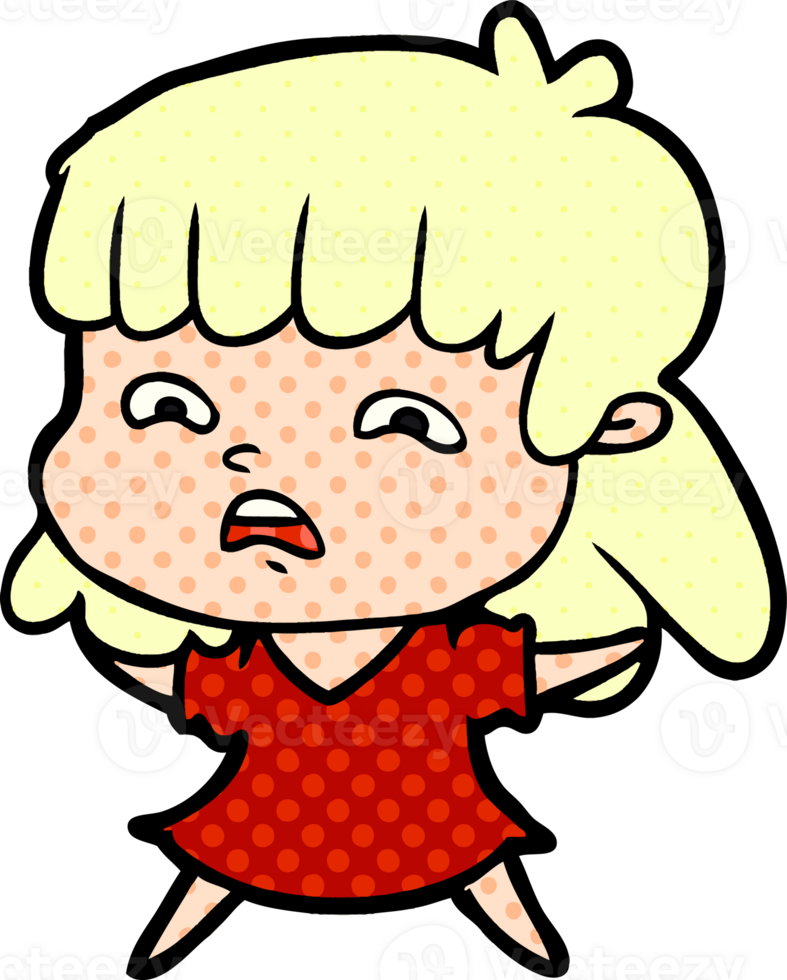 cartoon worried woman drawing png