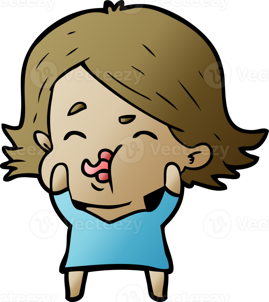 cartoon girl pulling face drawing png