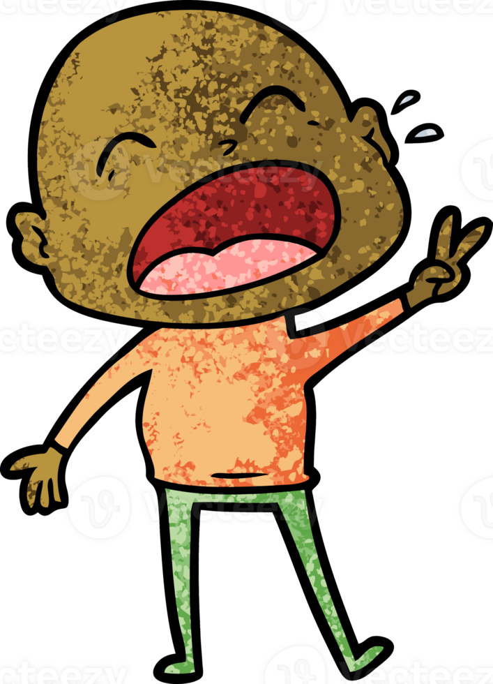 cartoon shouting bald man drawing png