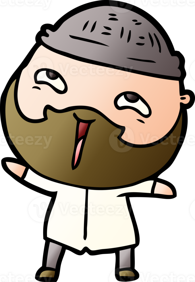 cartoon happy bearded man drawing png