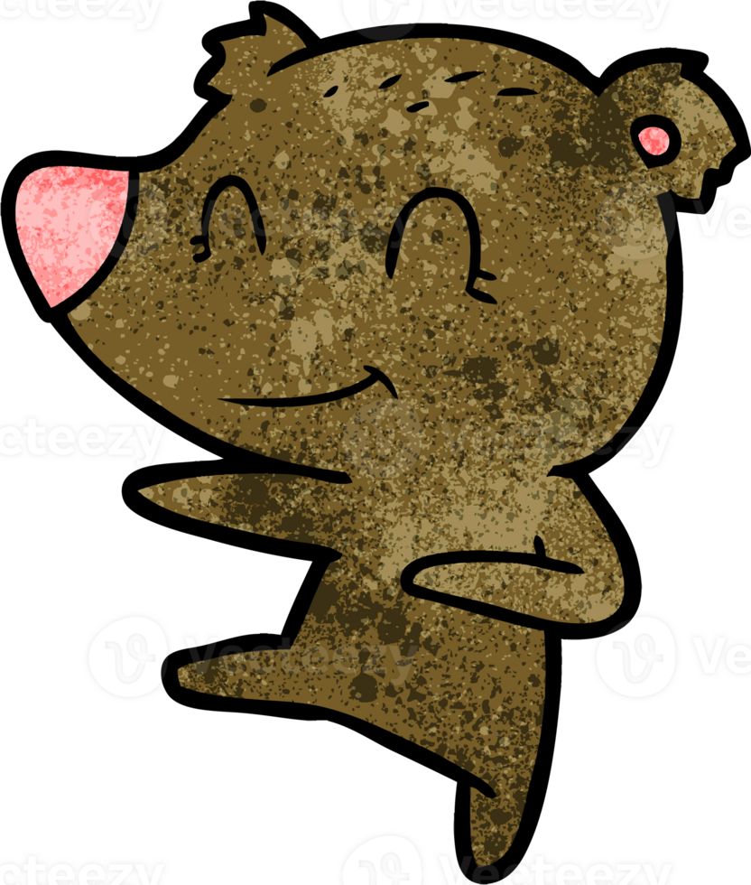 smiling dancing bear cartoon drawing png