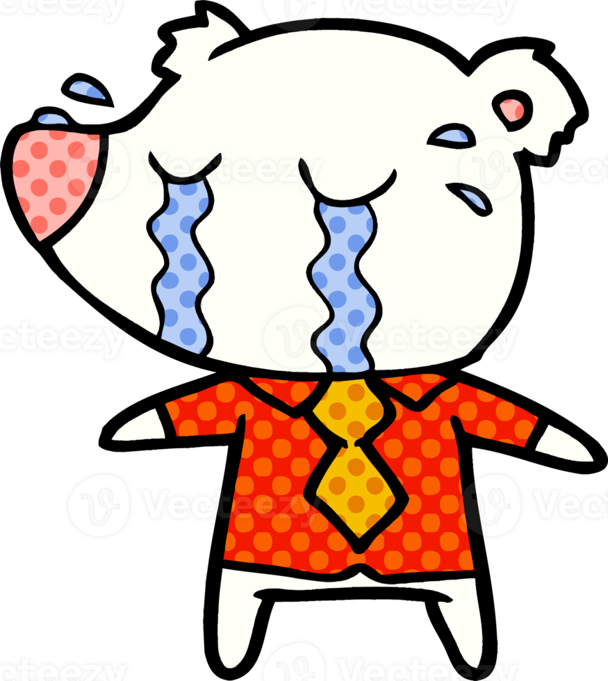 sad little polar bear cartoon drawing png
