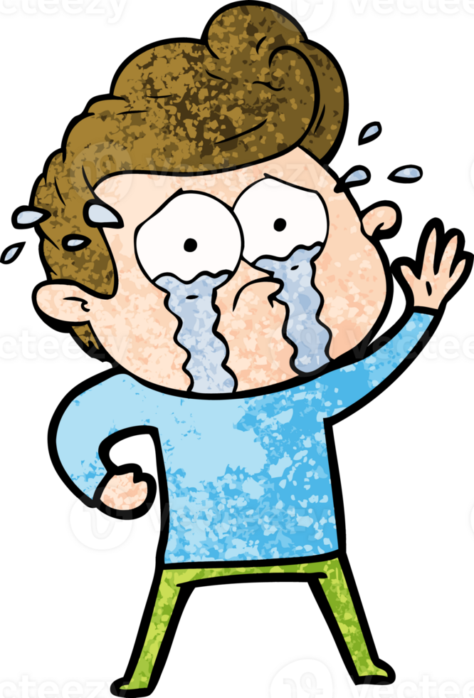 cartoon crying man waving drawing png