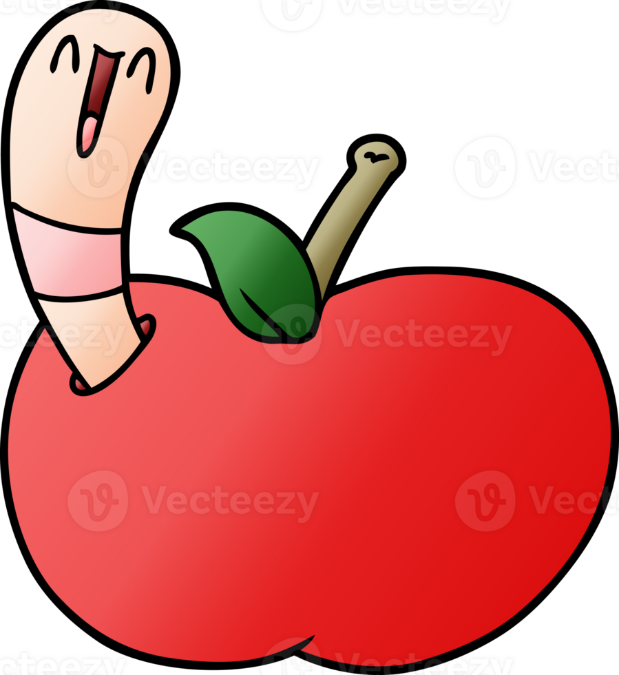 cartoon worm in apple drawing png