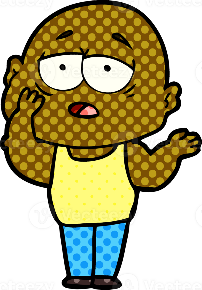 cartoon tired bald man drawing png