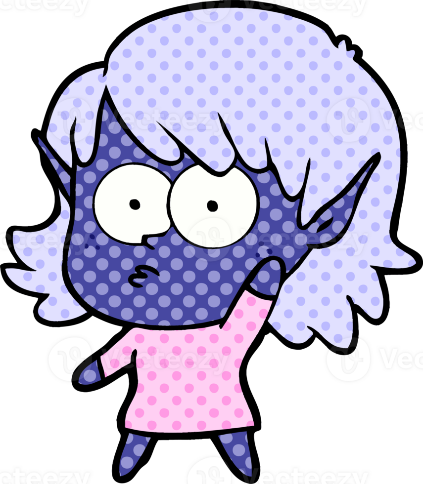 cartoon elf girl waving drawing png