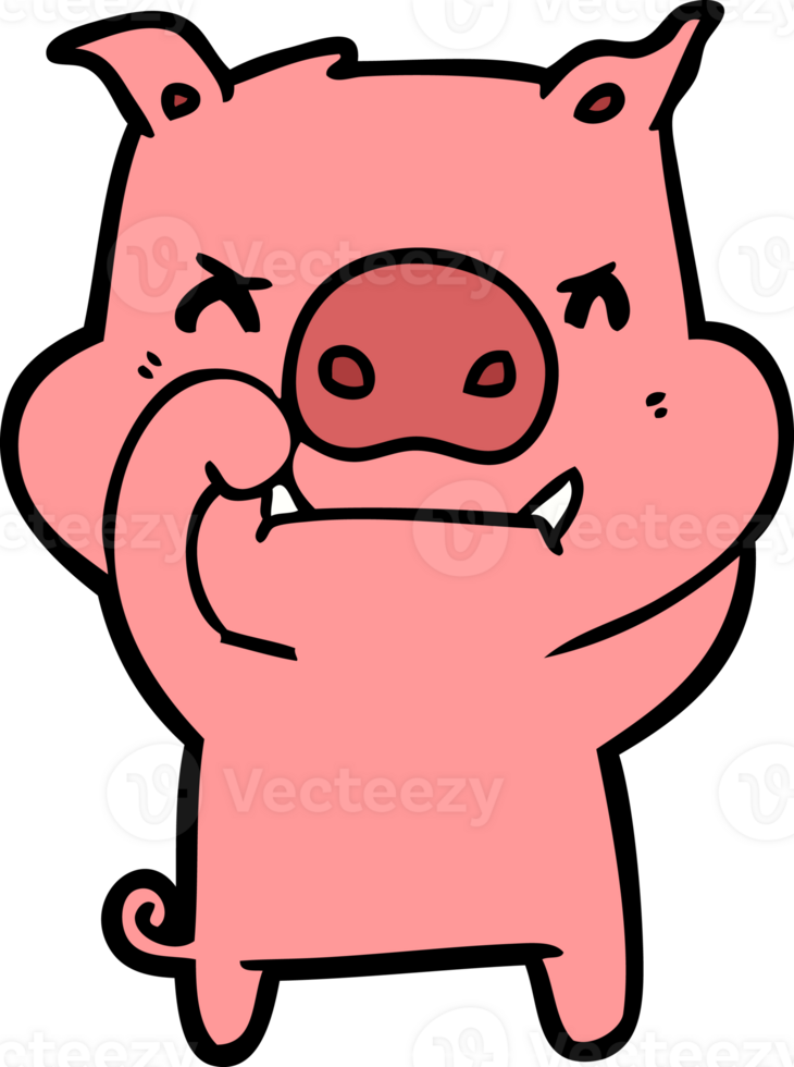 angry cartoon pig drawing png