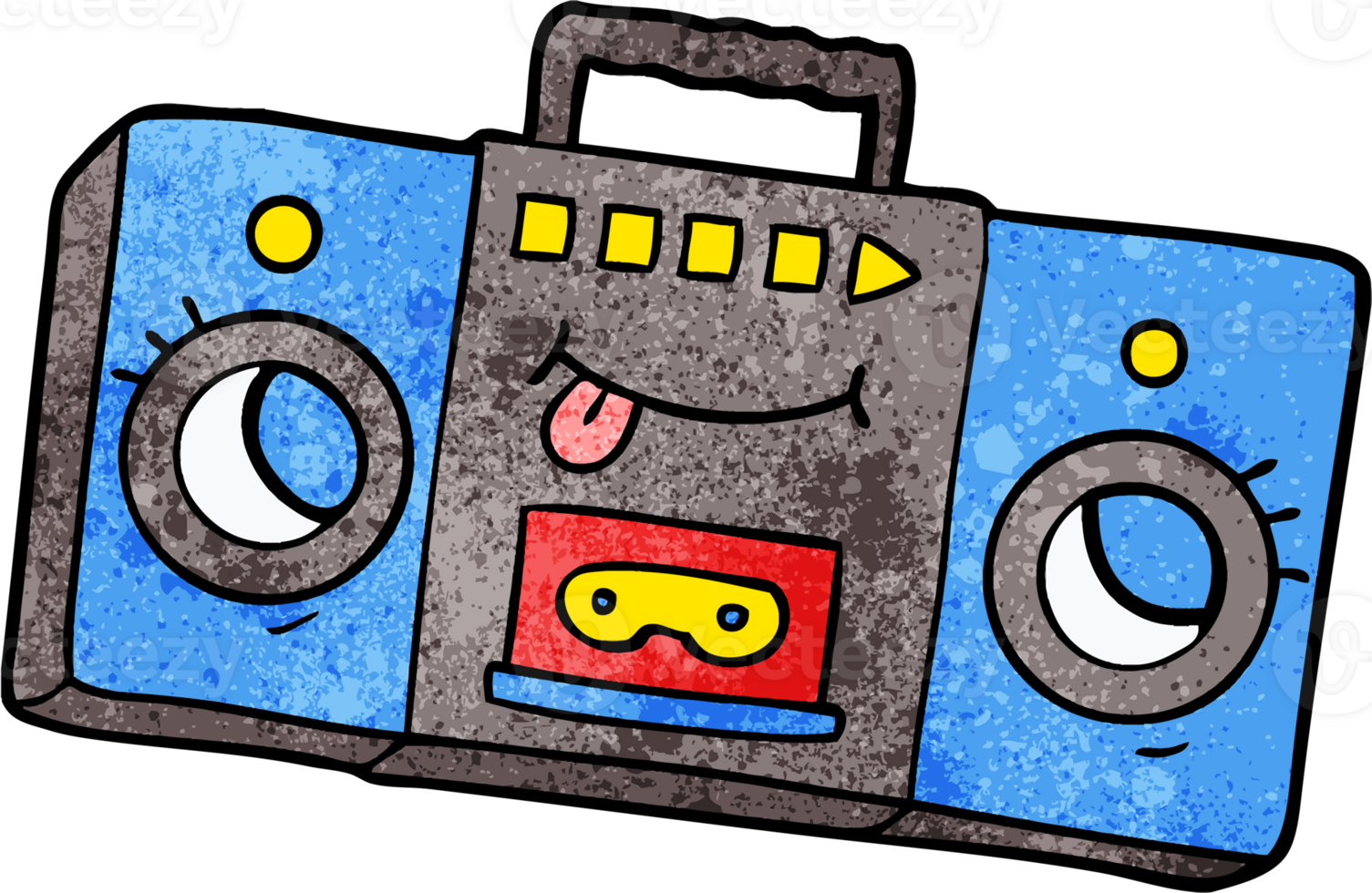 cartoon retro cassette tape player drawing png