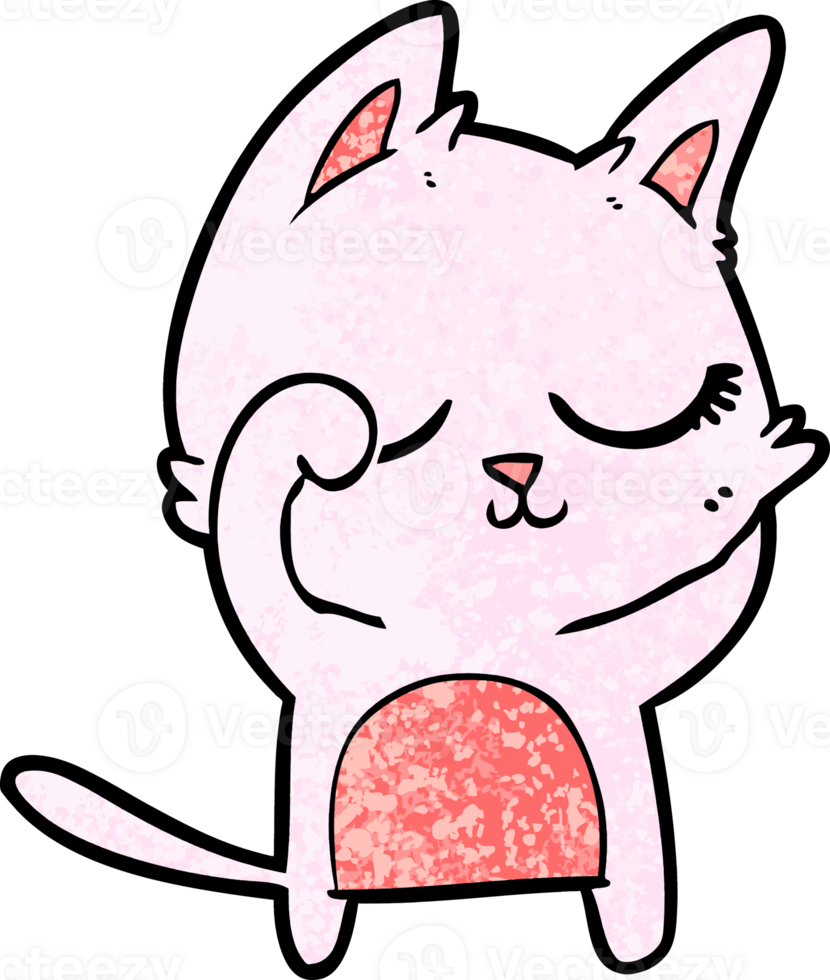 calm cartoon cat drawing png