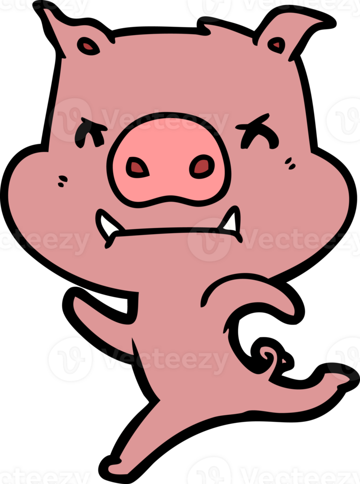 angry cartoon pig charging drawing png