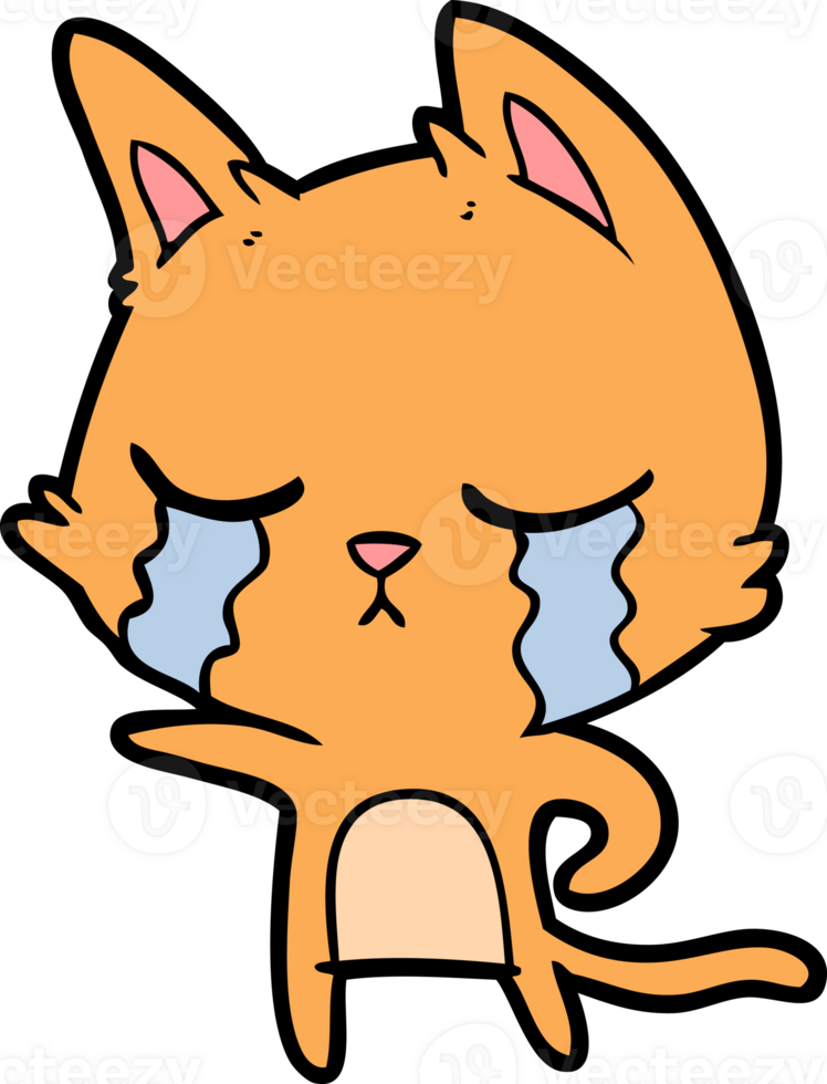 crying cartoon cat pointing drawing png
