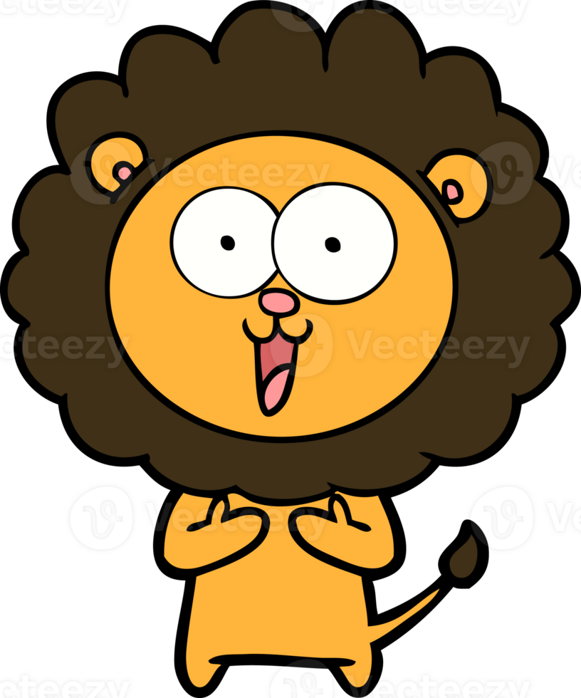 happy cartoon lion drawing png