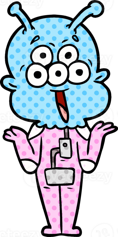 happy cartoon alien shrugging shoulders drawing png