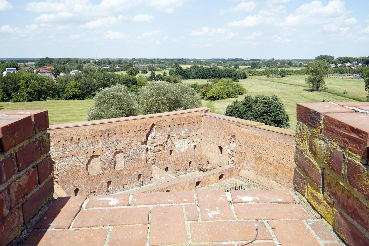Ciechanow, Poland - June 8th, 2024 - Internal courtyard at Castle of the Masovian Dukes - view from tower photo