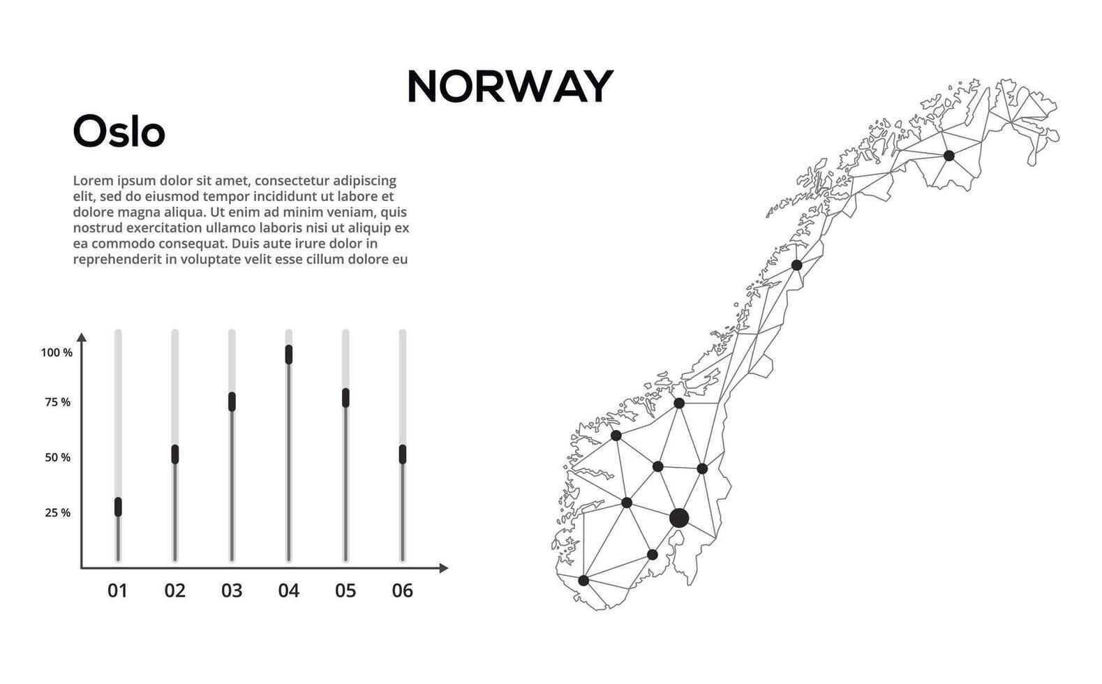 Communication network map. image of a low poly global map with city lights. Map in the form of lines and dots vector
