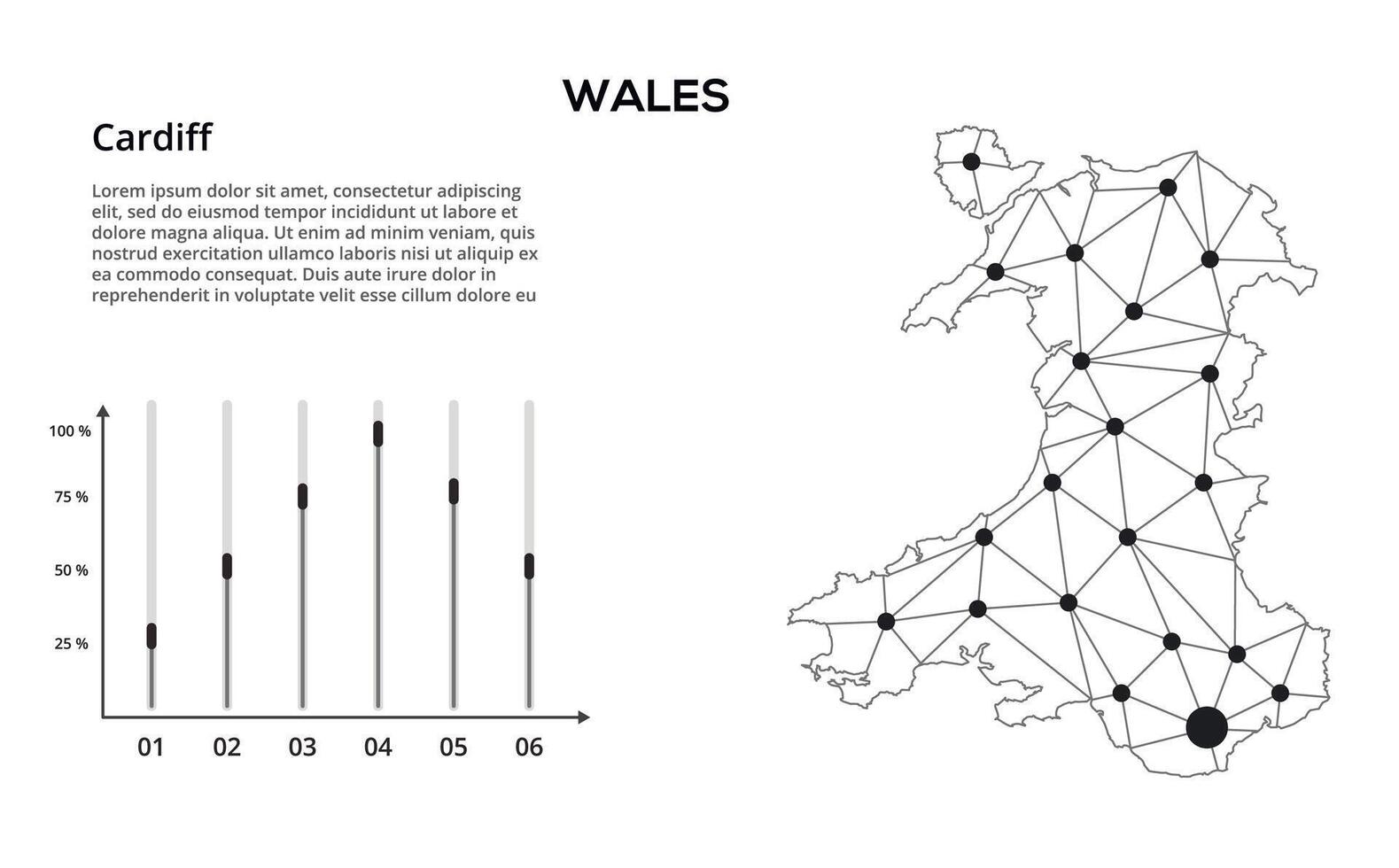 Communication network map. image of a low poly global map with city lights. Map in the form of lines and dots vector