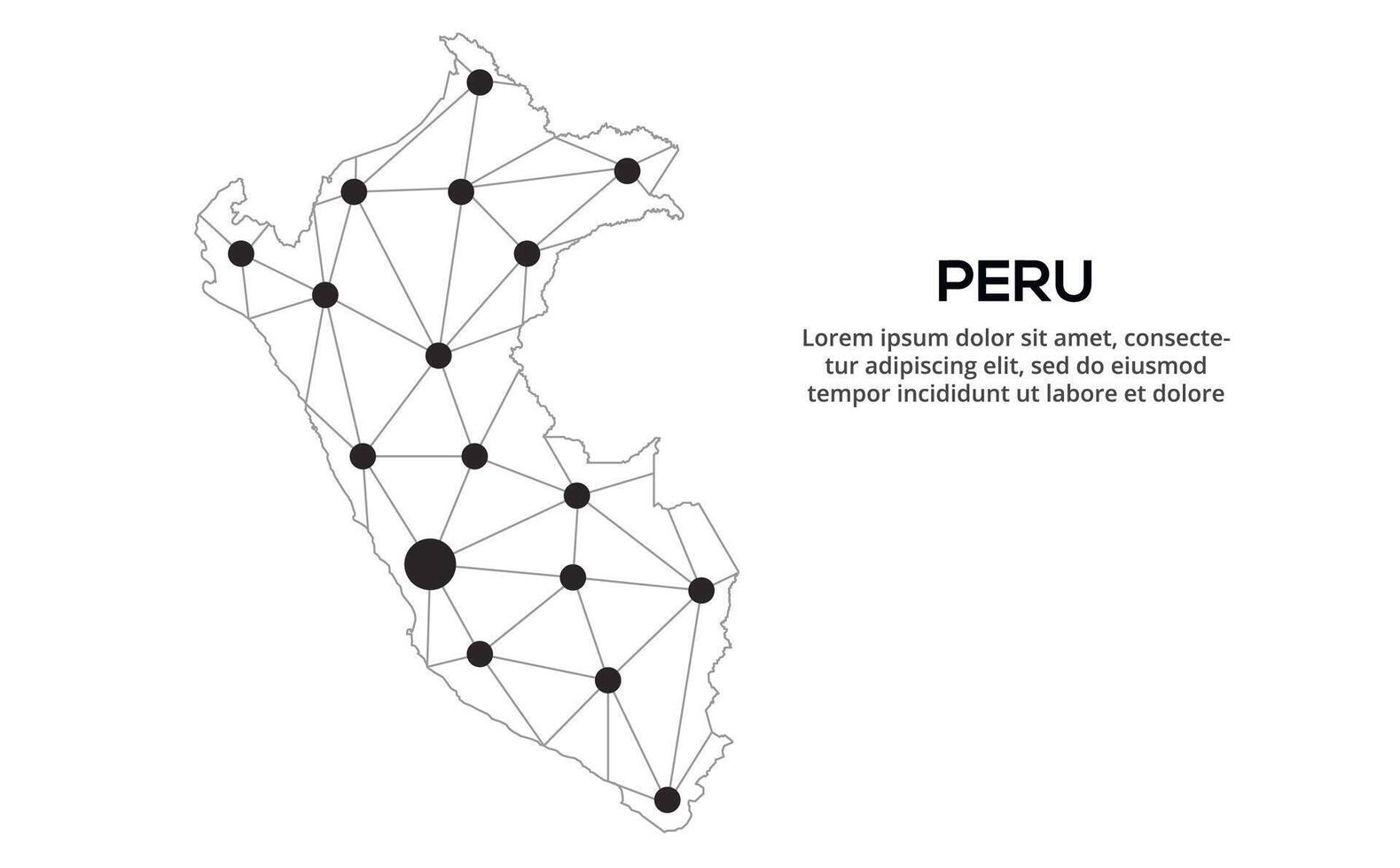Communication network map. image of a low poly global map with city lights. Map in the form of lines and dots vector