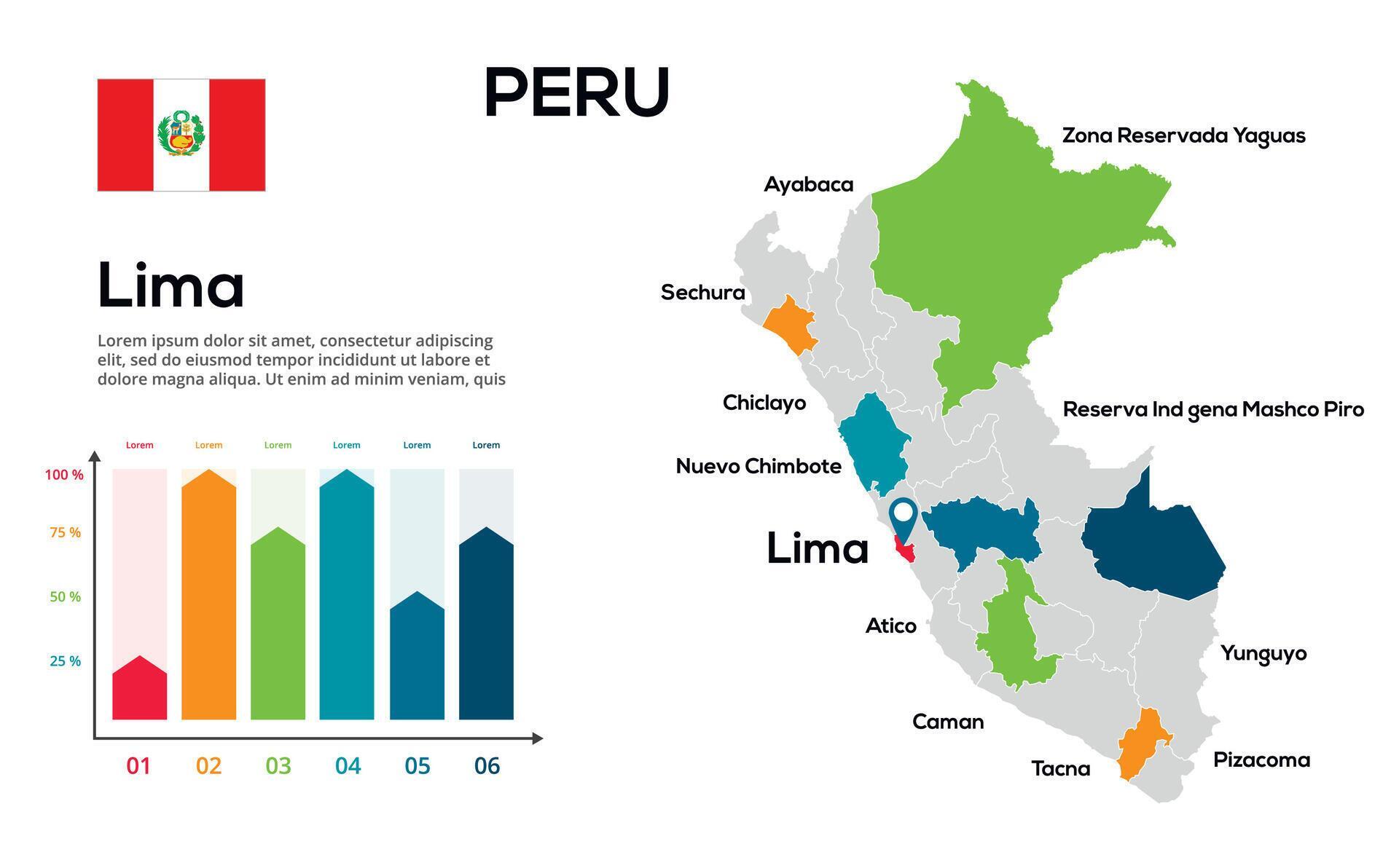 Peru map. image of a global map in the form of regions of regions