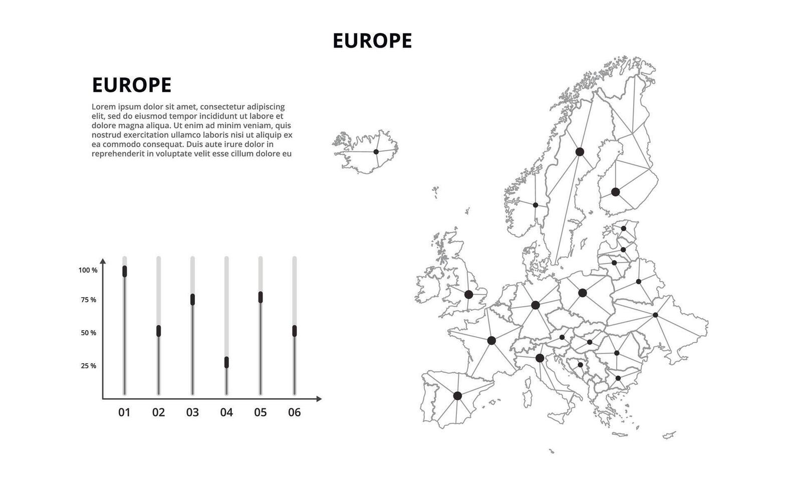 Communication network map. image of a low poly global map with city lights. Map in the form of lines and dots vector