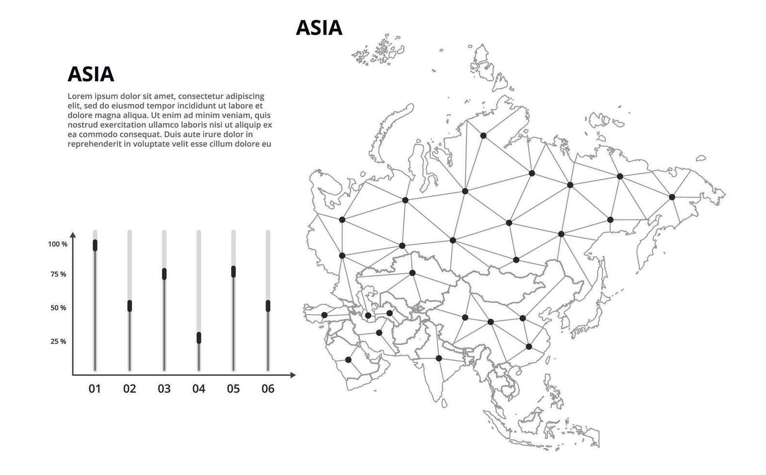 Communication network map. image of a low poly global map with city lights. Map in the form of lines and dots vector