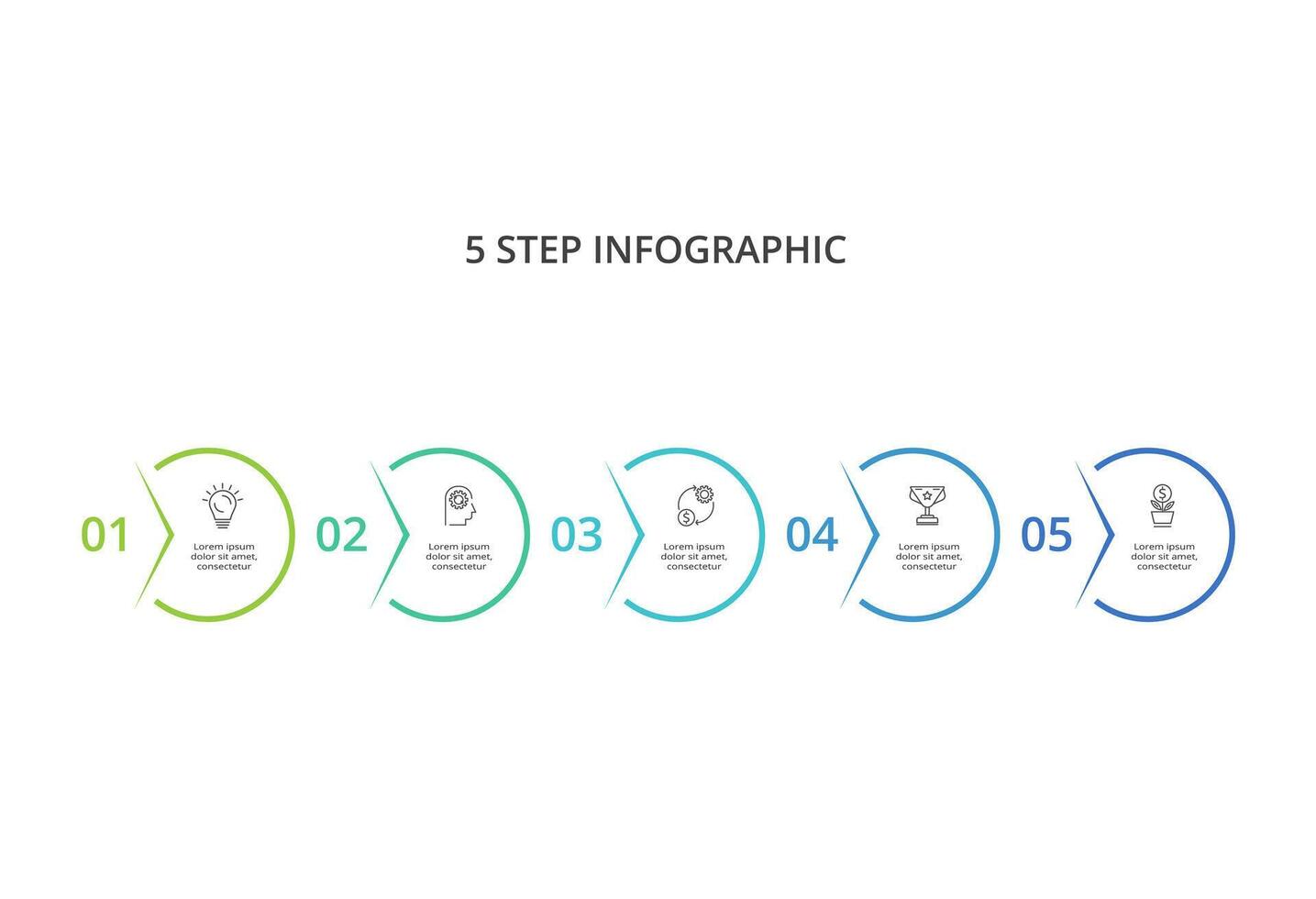 Creative concept for infographic with 5 steps, options, parts or processes. Business data visualization. vector