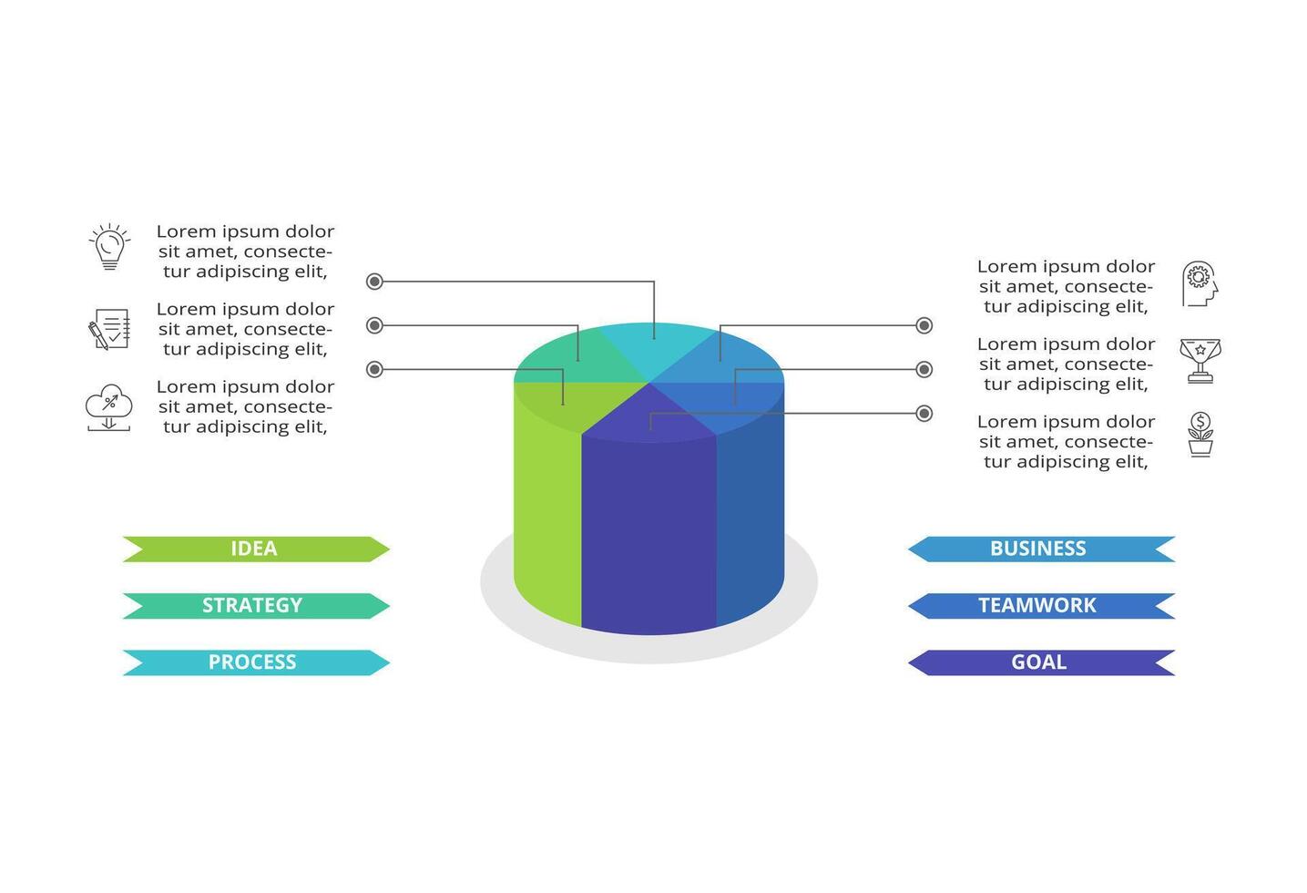 Creative concept for infographic with 6 steps, options, parts or processes. Business data visualization. vector