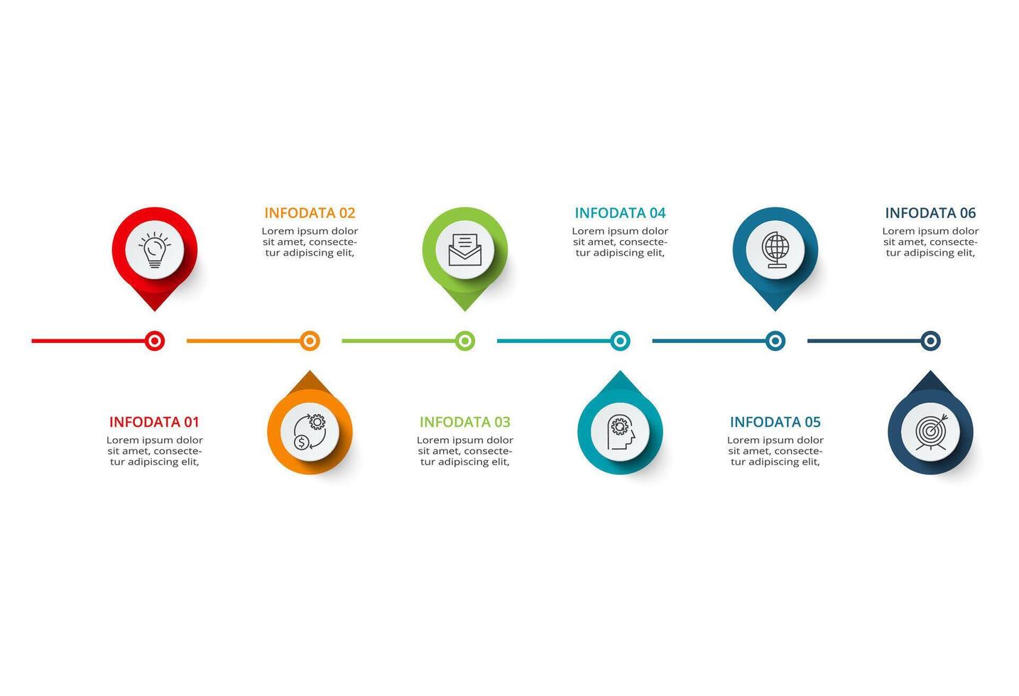 Creative concept for infographic with 6 steps, options, parts or processes. Business data visualization. vector