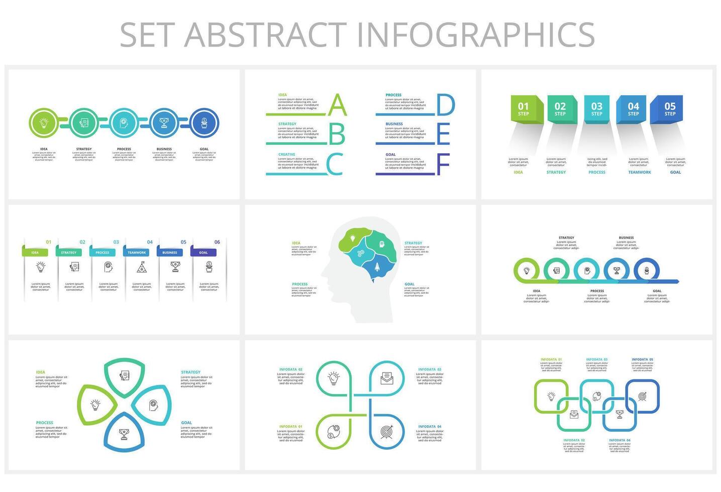 Set creative of graph, diagram with steps, options, parts or processes. business template for presentation vector