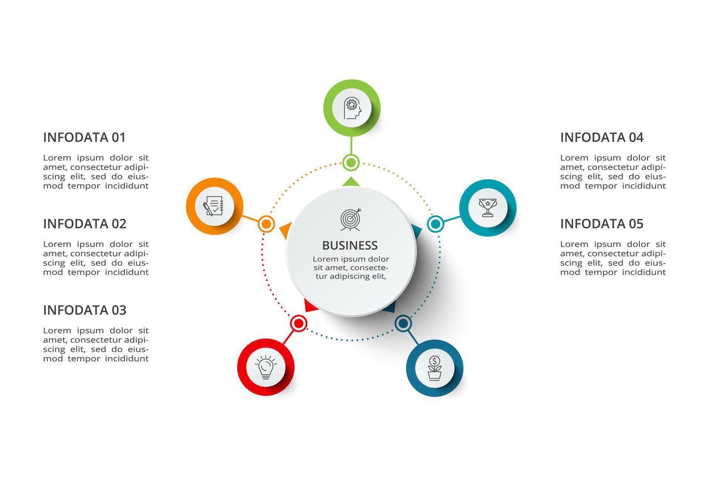 Creative concept for infographic with 5 steps, options, parts or processes. Business data visualization. vector