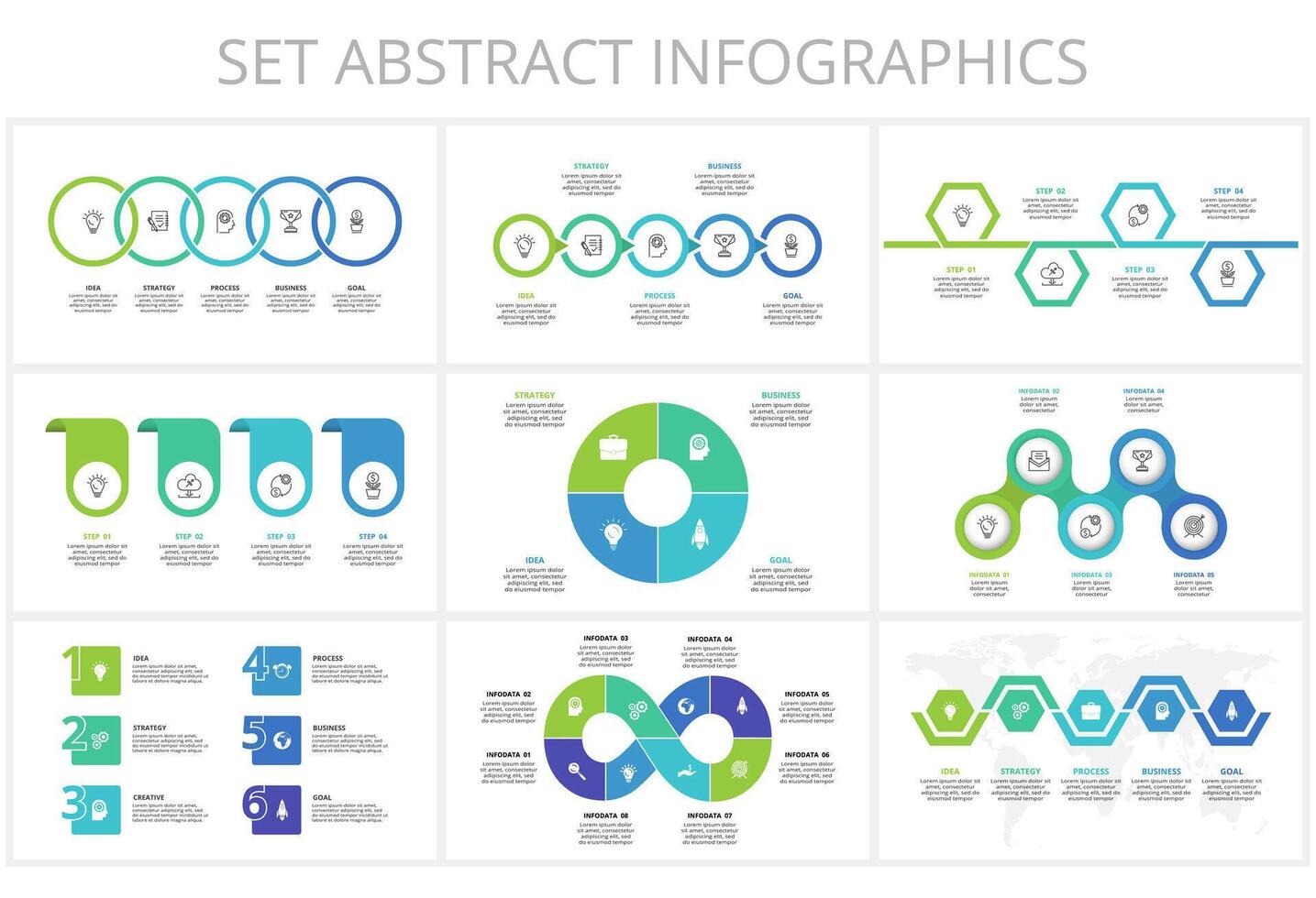 Set creative of graph, diagram with steps, options, parts or processes. business template for presentation vector