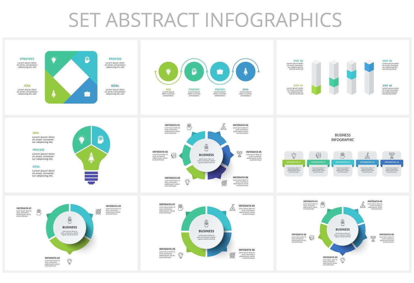 Set creative of graph, diagram with steps, options, parts or processes. business template for presentation vector