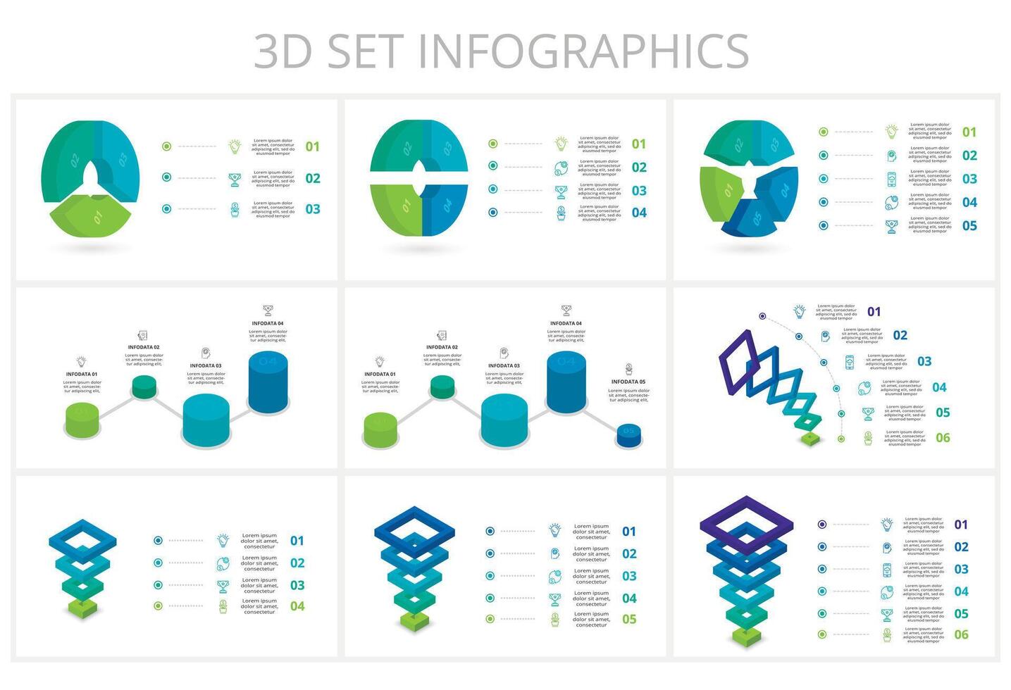 Set creative of graph, diagram with steps, options, parts or processes. business template for presentation vector