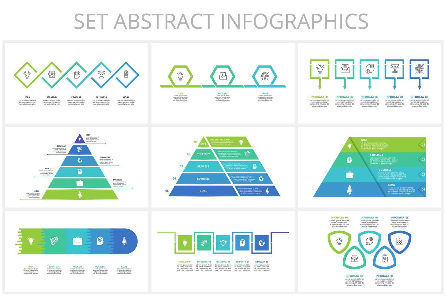 Set creative of graph, diagram with steps, options, parts or processes. business template for presentation vector
