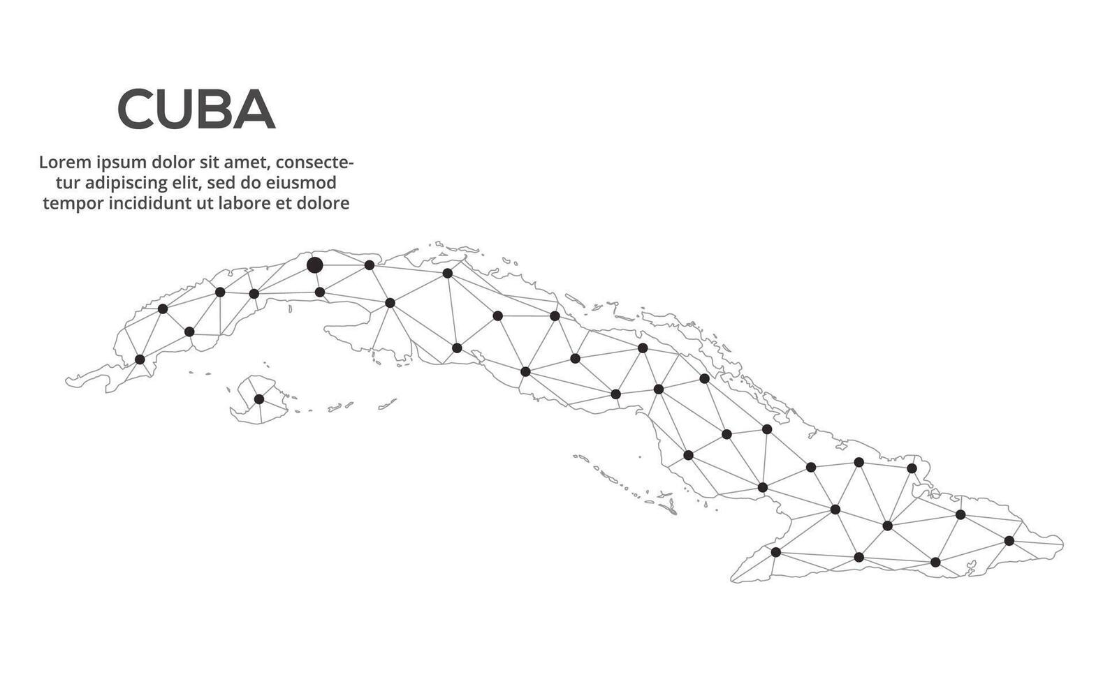 Communication network map. image of a low poly global map with city lights. Map in the form of lines and dots vector