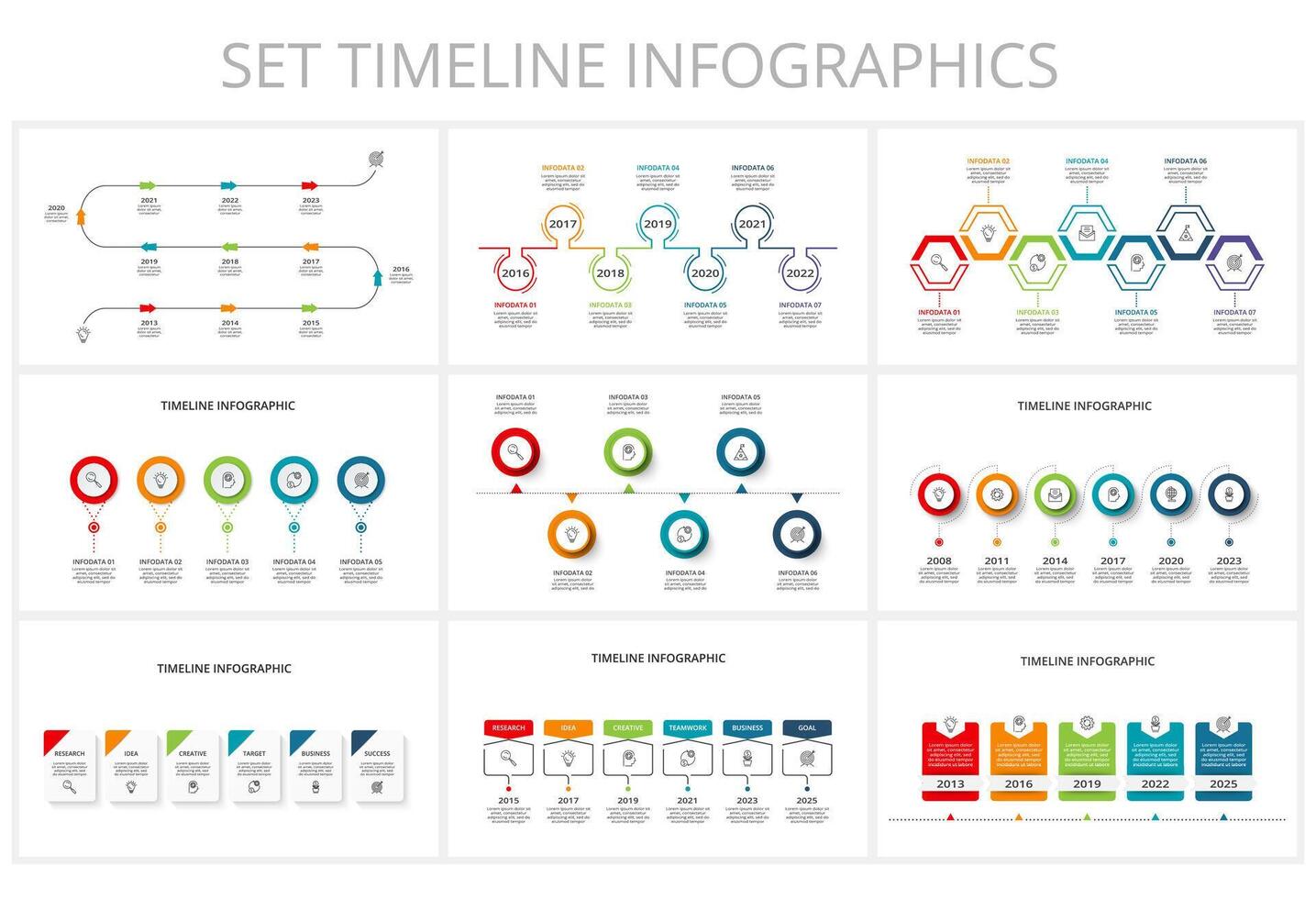 Set creative of graph, diagram with steps, options, parts or processes. business template for presentation vector