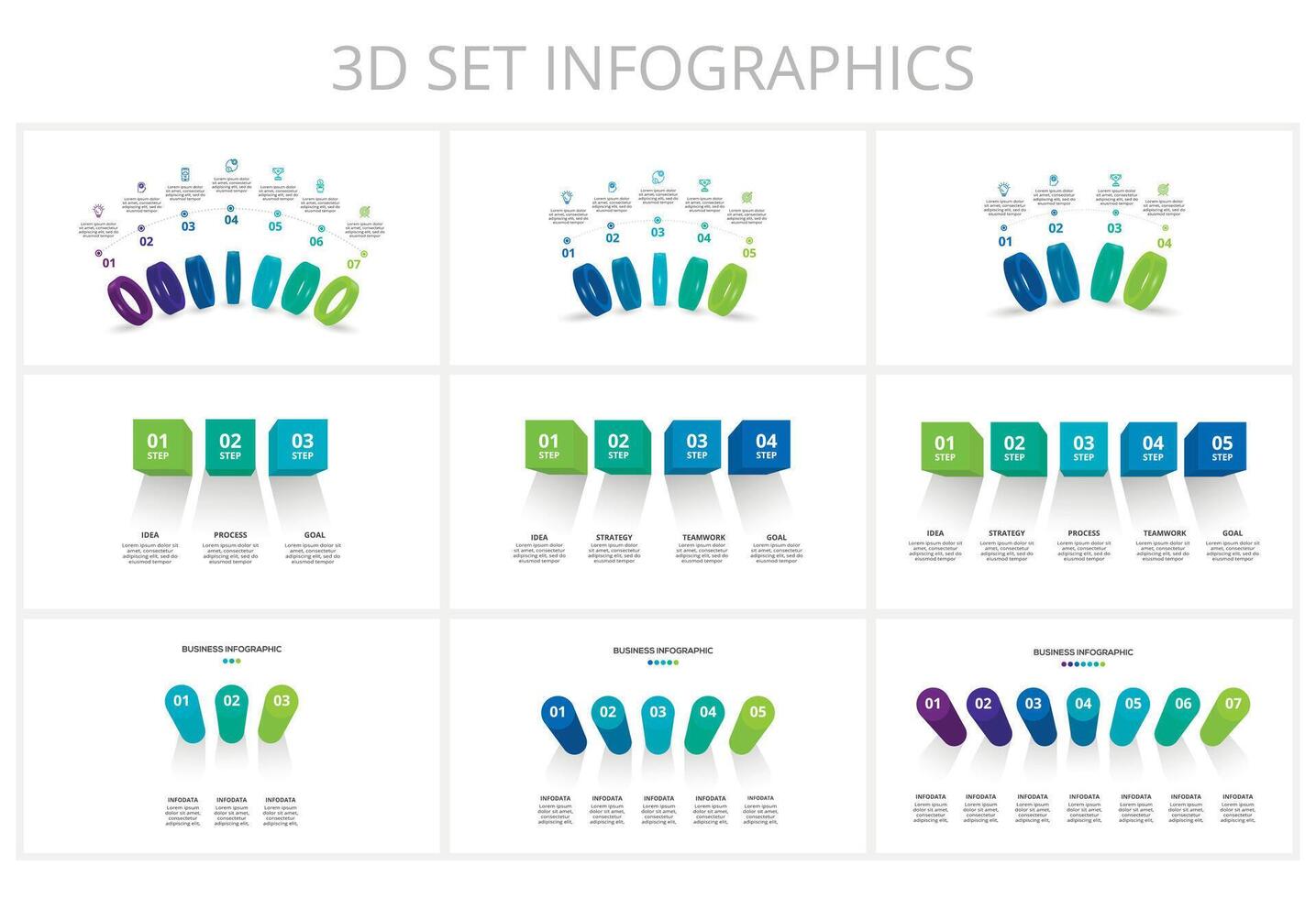 Set creative of graph, diagram with steps, options, parts or processes. business template for presentation vector