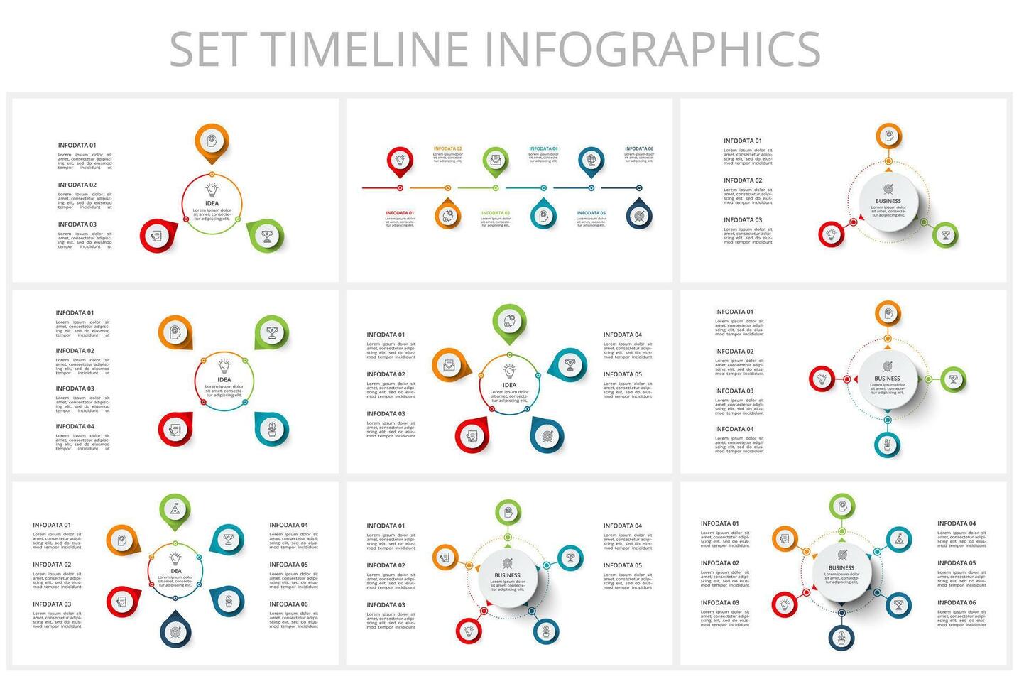 Set creative of graph, diagram with steps, options, parts or processes. business template for presentation vector