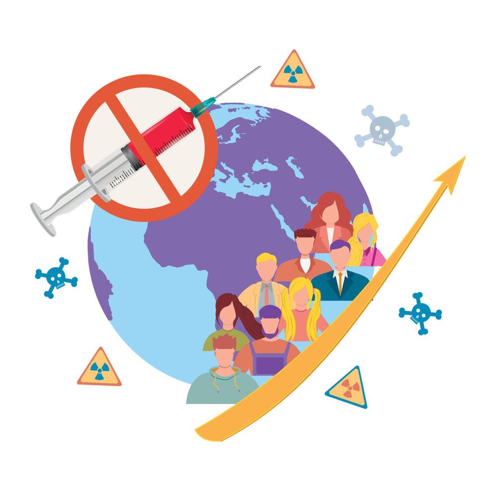 No vaccinations. Stop the vaccine. Side effects, illness or death from the injection. People are against violent vaccination. The growth of the sick. Poison or poison. vector