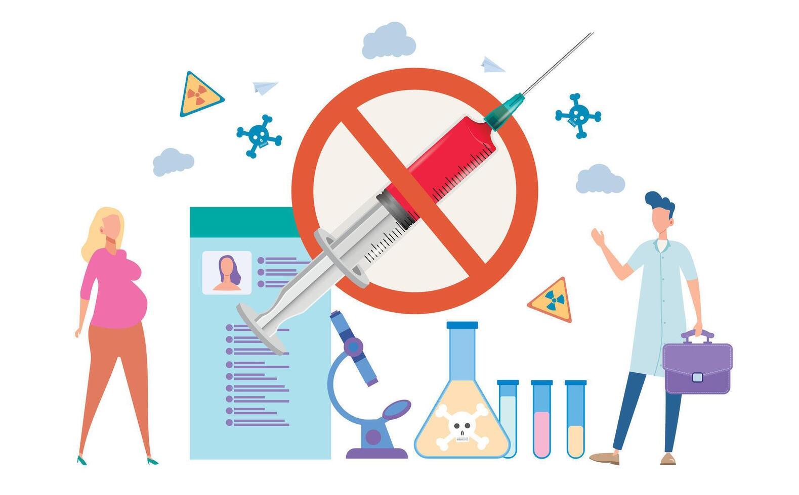 No vaccinations. Stop the vaccine. Side effects, illness or death from the injection. People are against violent vaccination. The growth of the sick. Poison or poison. vector
