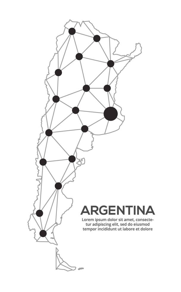 Communication network map. image of a low poly global map with city lights. Map in the form of lines and dots vector