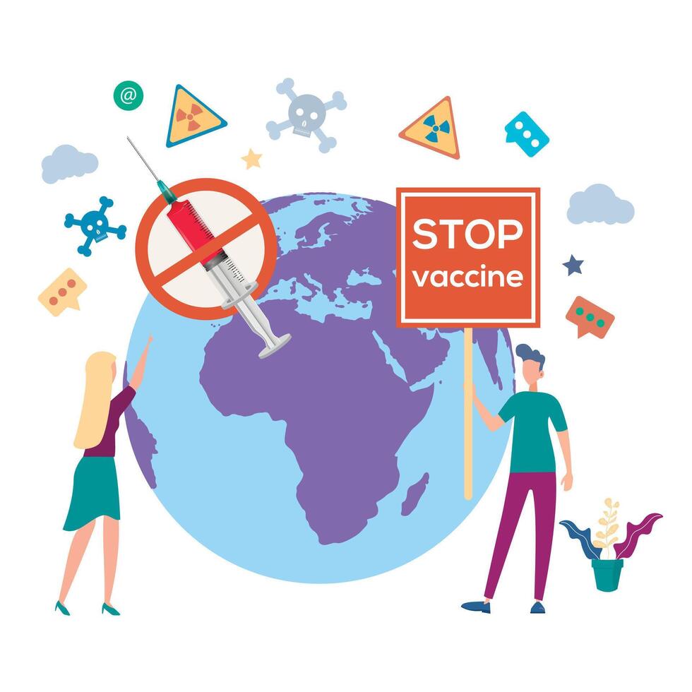 No vaccinations. Stop the vaccine. Side effects, illness or death from the injection. People are against violent vaccination. The growth of the sick. Poison or poison. vector