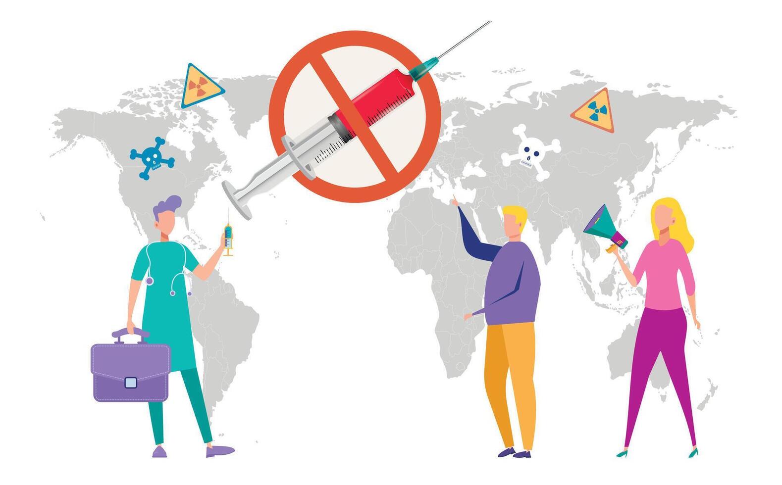 No vaccinations. Stop the vaccine. Side effects, illness or death from the injection. People are against violent vaccination. The growth of the sick. Poison or poison. vector