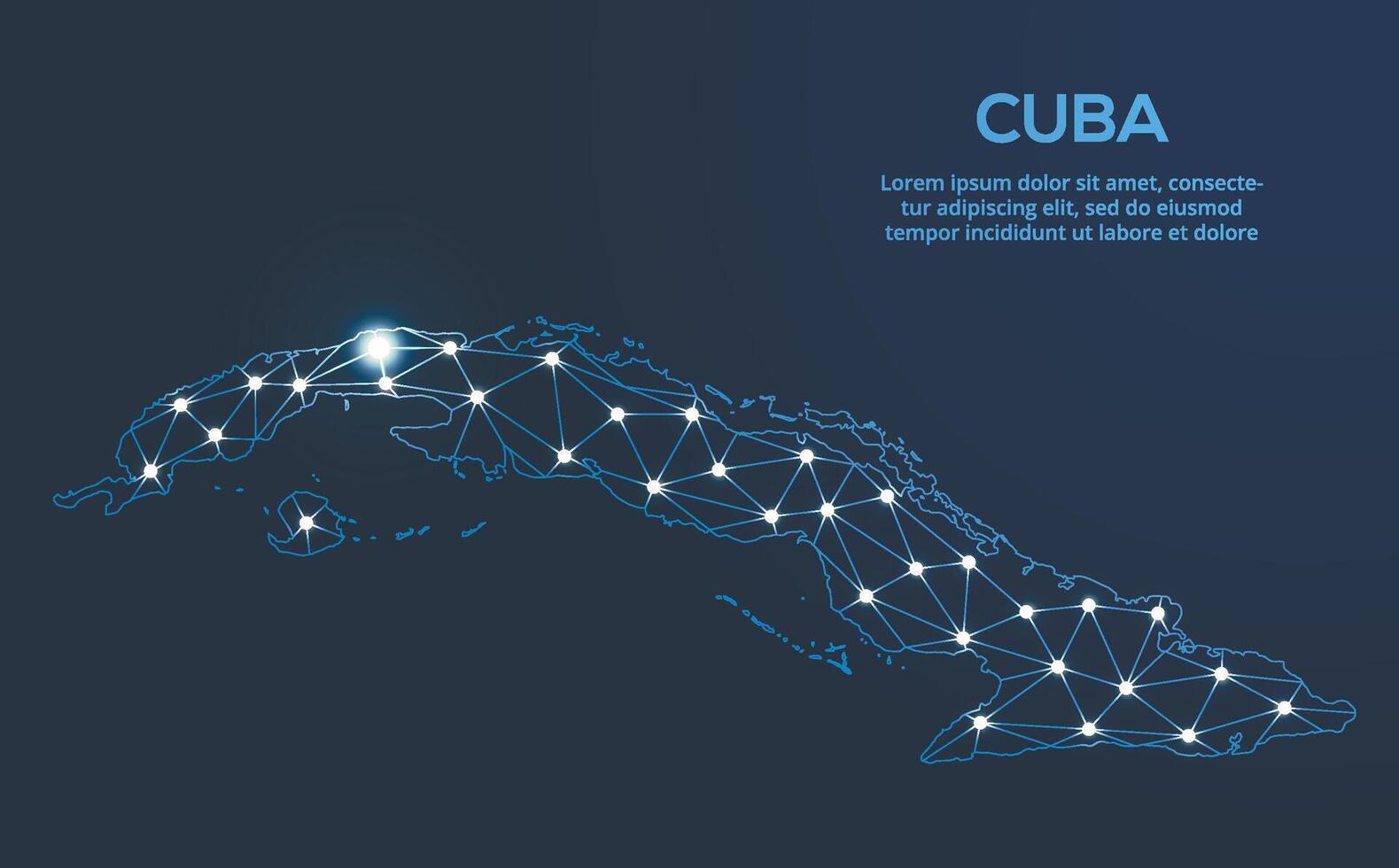 Communication network map. image of a low poly global map with city lights. Map in the form of lines and dots vector