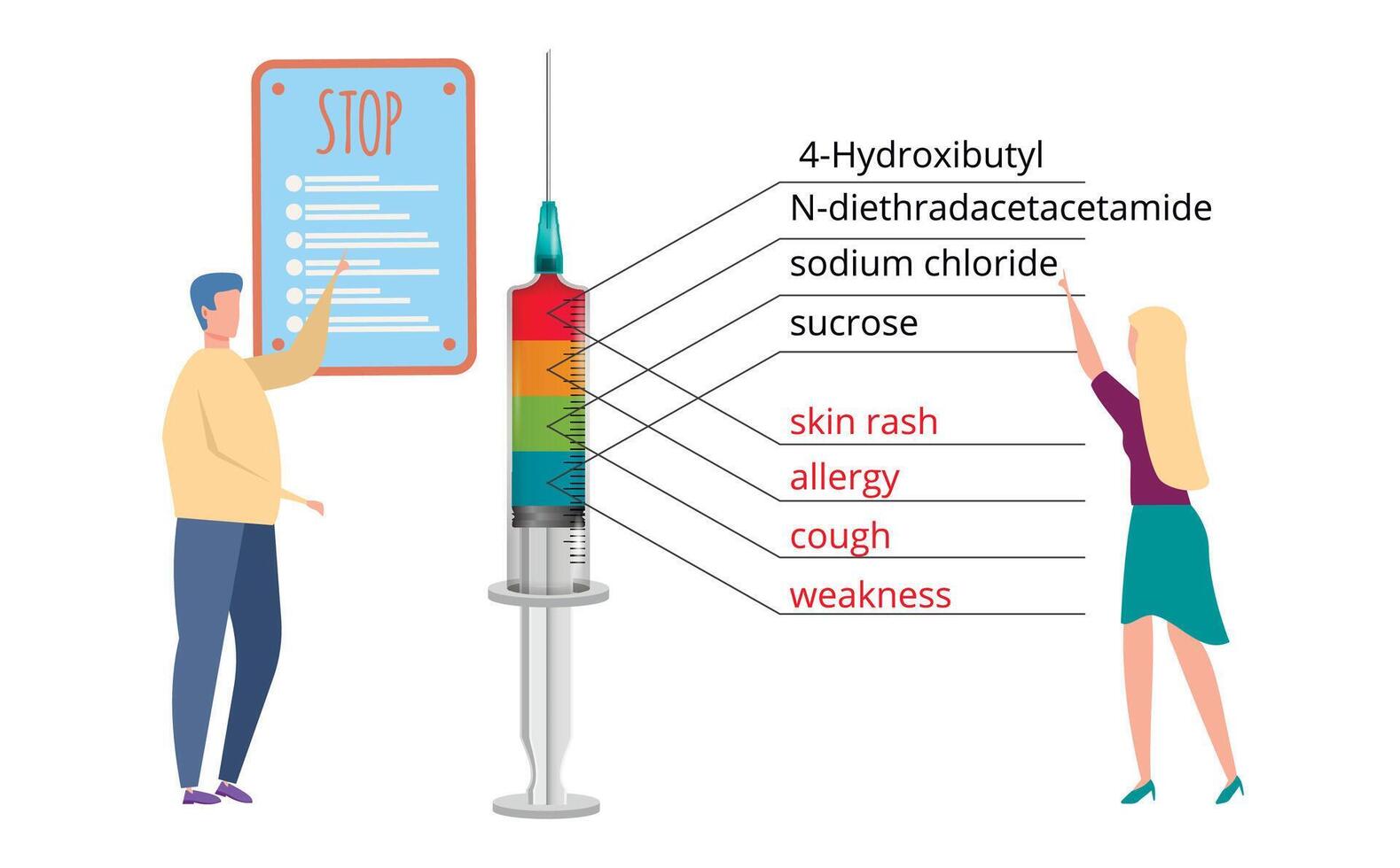 No vaccinations. Stop the vaccine. Side effects, illness or death from the injection. People are against violent vaccination. The growth of the sick. Poison or poison. vector