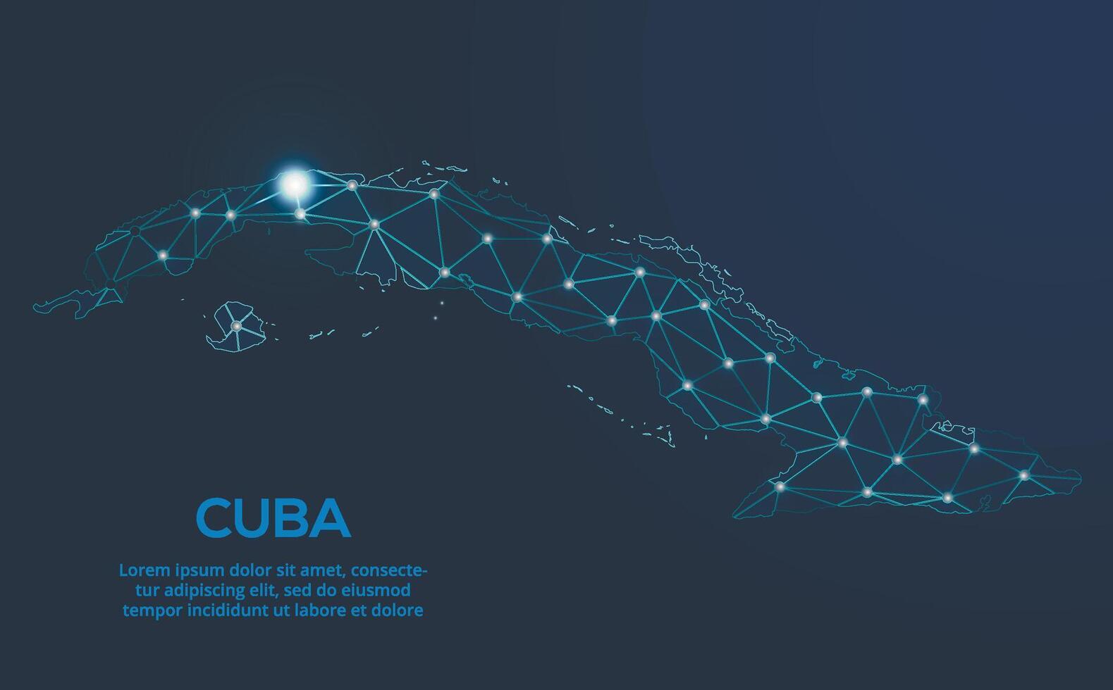 Communication network map. image of a low poly global map with city lights. Map in the form of lines and dots vector